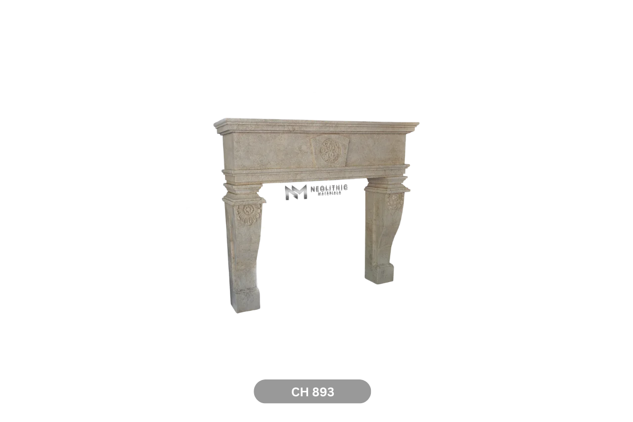 Limestone Fireplace Mantel - Image 3